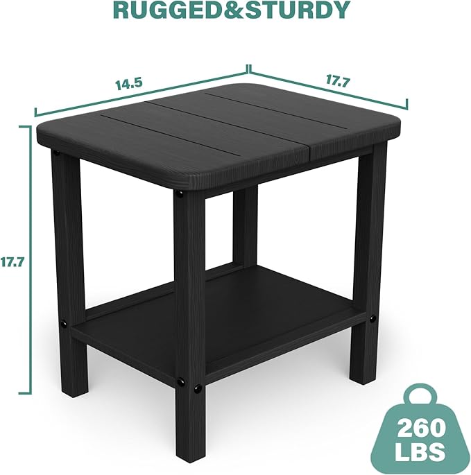 Patio Side Table, Outdoor HDPE Adirondack End Table for Patio,Outdoor Side Table for Backyard, Garden, Pool, Lawn,Black - Photo 3