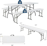 S AFSTAR 3 PCS Folding Table and Benches, 6Ft Camping Table & 2-Pack Folding Chairs with Carry Handles - Photo 3