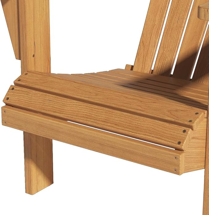 Solid Teak Wood Chair with Wide Armrest, Teak Adirondack Chair with Footrest, Durable and Weather Resistant, Wooden Lounge Chairs for Garden/Yard/Patio/Lawn（Teak Wood