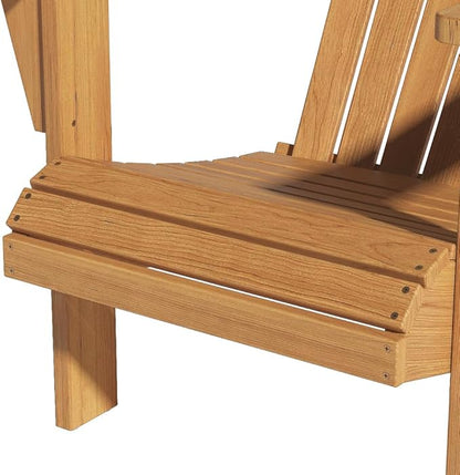 Solid Teak Wood Chair with Wide Armrest, Teak Adirondack Chair with Footrest, Durable and Weather Resistant, Wooden Lounge Chairs for Garden/Yard/Patio/Lawn（Teak Wood