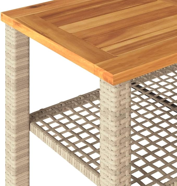 Modern Rectangular Garden Table, Outdoor Patio Side Table with Synthetic Poly Rattan - Photo 8