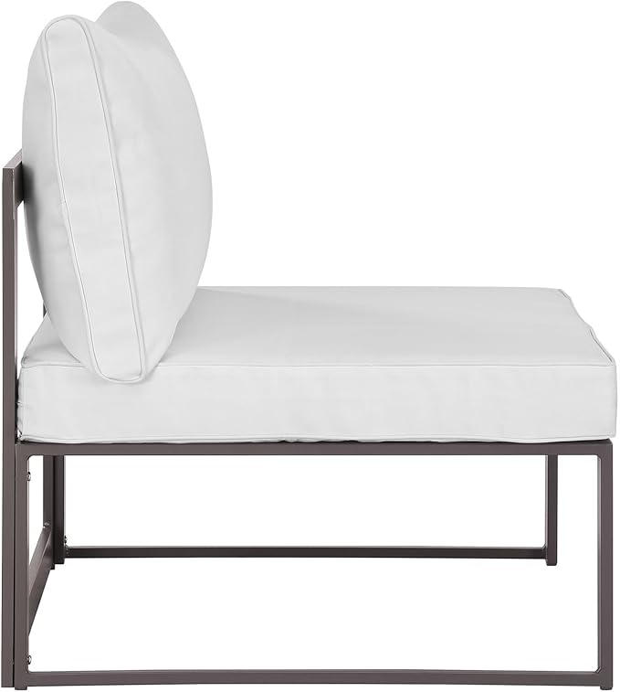 Modway Fortuna Aluminum Outdoor Patio Armless Chair in Brown White