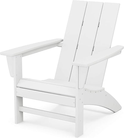 POLYWOOD Modern Adirondack Chair – All-Weather Outdoor Lawn Adirondack Chairs – HDPE, Fade-Resistant & Durable Outdoor Furniture – For Patio, Deck & Fire Pit Chairs – White