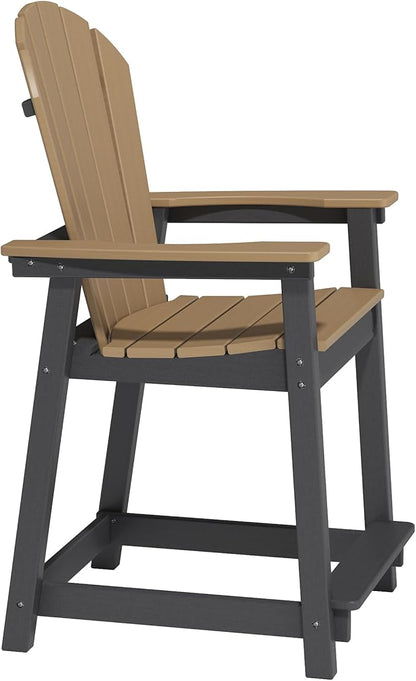 Tall Adirondack Chairs Set of 6, Outdoor Bar Height Chair for Patio, Heavy-Duty Tall Adirondack Chair, Weatherproof HDPE Chairs for Deck, Poolside, Brown and Black