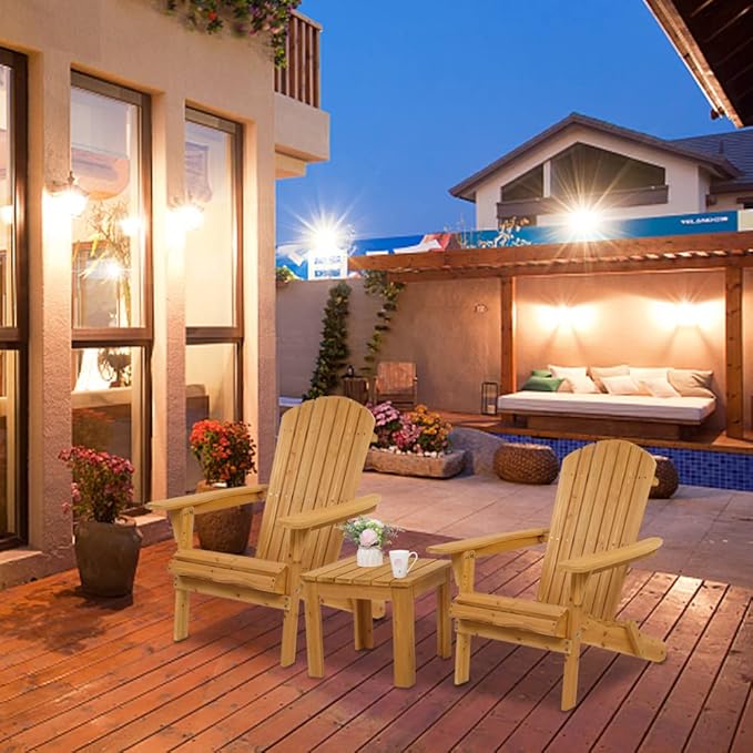 Outvita Wood Adirondack Chair, Folding Wooden Lounge Seating - Photo 2