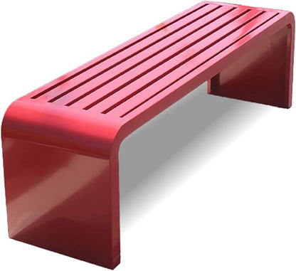 ARMERI Outdoor Backless Bench, Weatherproof Outdoor Bench, Metal Garden Patio Porch Bench 100/120/150/180cm for Lawn, Balcony, Front Door, Outdoor,Red,150x40x45cm