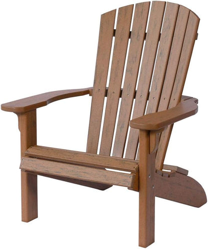 Leisure Lawns Poly Plastic Fanback Adirondack Chair, Outdoor Patio Chair - Amish Made in USA (Rustic Nutmeg)