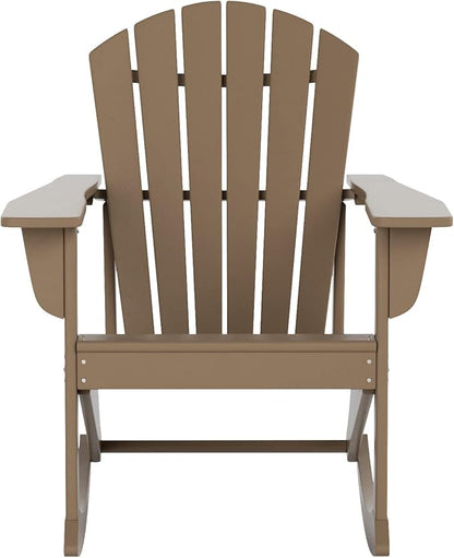 WestinTrends Dylan Outdoor Patio Poly Plastic Adirondack Rocking Chair, Weathered Wood