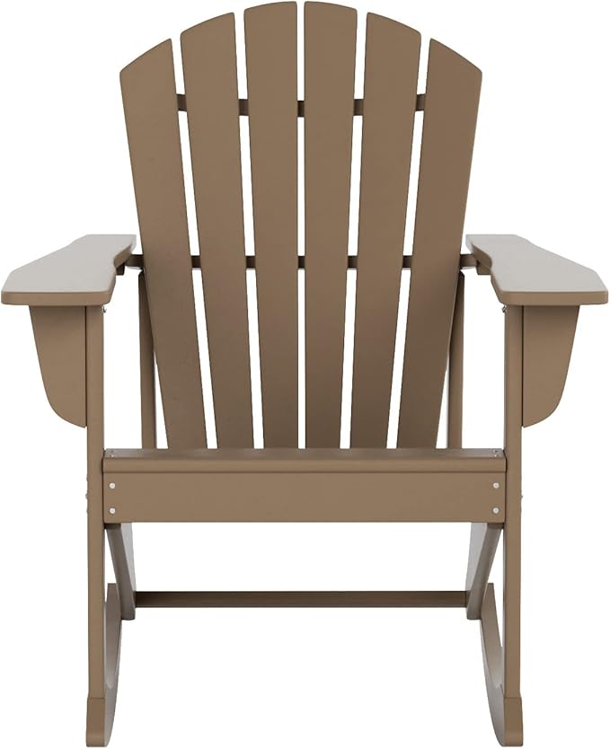 WO WESTIN OUTDOOR HDPE Altura Outdoor Rocking Poly Adirondack Chair, Weathered Wood