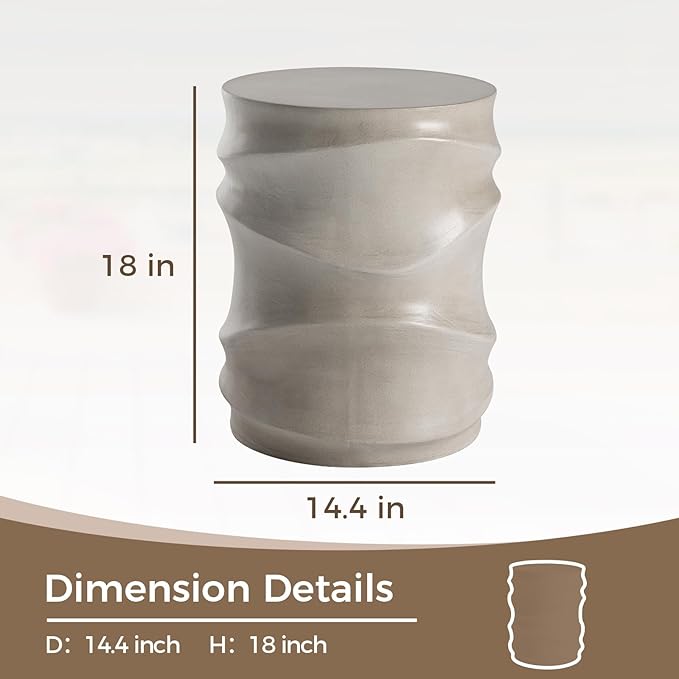 COSIEST Outdoor Side Table, 18''H Patio Concrete Side Accent Table - Photo 2