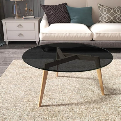 Royalty 42" Inch Round Tempered Glass Table Top – Clear Table Top Glass – Useful for Replacement, Tabletop Protector, Patio, Dining, Coffee, Desks - 1/4" Black Polished Edge