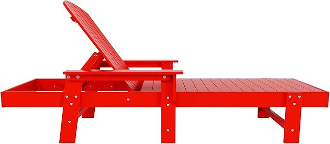 WestinTrends Dylan HDPE Outdoor Patio Poly Adirondack Reclining Chaise Lounge with Arms (Set of 2), Red