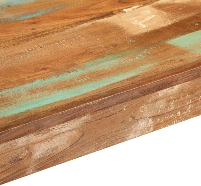 Solid Reclaimed Wood Outdoor Bench for Patio Garden Seating with Rustic Aesthetic and Durable Construction Comfortably Seats Three Adults