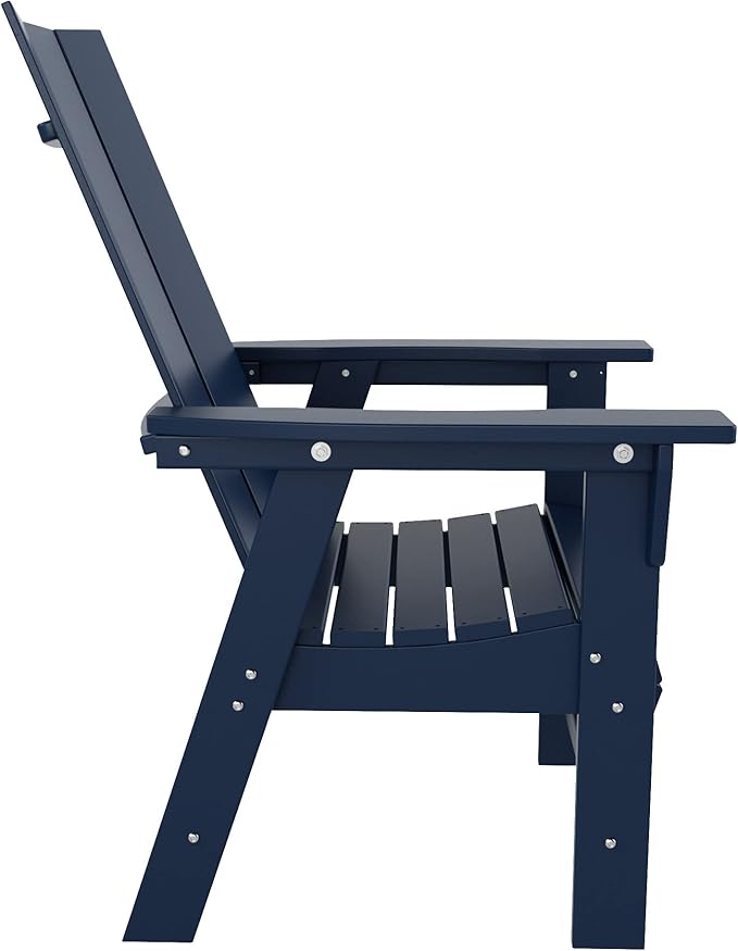WO WESTIN OUTDOOR HDPE Shoreside Modern Curveback Adirondack Dining Chair,Navy Blue