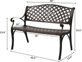 40" Outdoor Bench, Metal Outside Benches for Garden, Patio, Front Porch, Park, Yard, with Armrest and Backrest - Photo 2