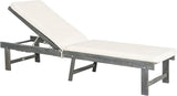 SAFAVIEH Outdoor Collection Inglewood Ash Grey Solid Wood/Beige Cushion Adjustable Chaise Lounge Chair (PAT6723D) - Photo 4