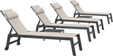 PURPLE LEAF Outdoor Lounge Chair Set Patio Chaise Pool Lounger Aluminum Frame with 2 Side Table and Wheels for Outside - Photo 1