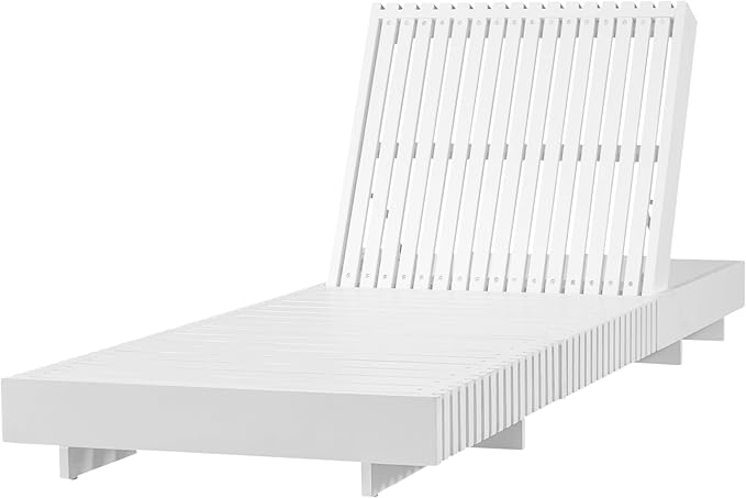 Christopher Knight Home Habery Acacia Wood Chaise Lounge Chair Outdoor with Cushion, Solid Wood Patio Chaise Lounge, Poolside Sun Lounger, Adjustable Backrest Sunbathing Chair, White+Cream