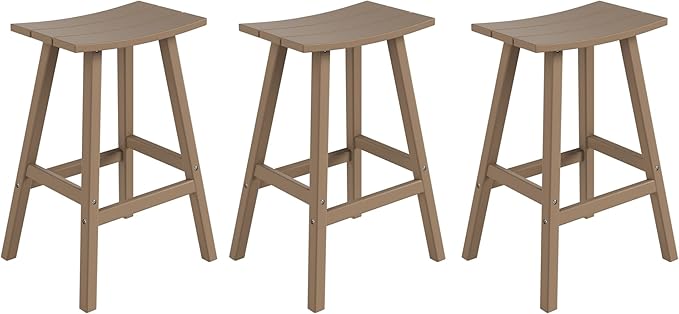 WestinTrends Malibu Malibu 29 Inch High Backless Seat Bar Stools (Set of 3), Weathered Wood