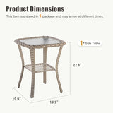 Patio Tables Wicker Side Table, Square Rattan Coffee End Table Outdoor with Storage - Photo 2