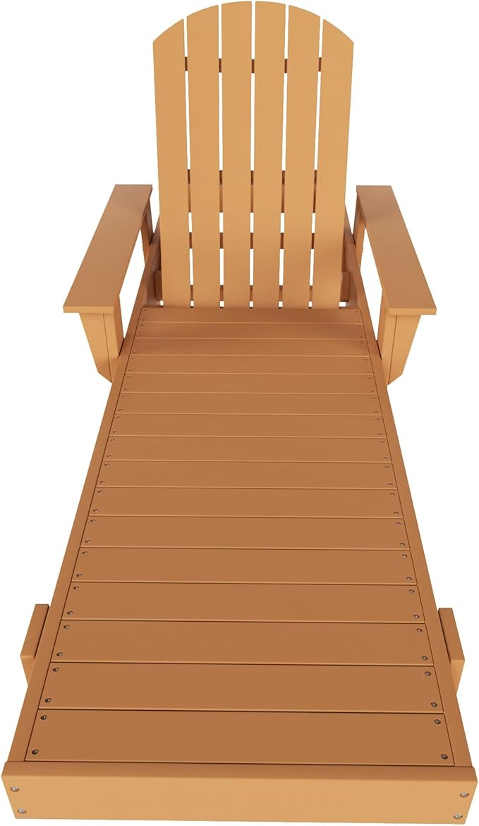 WestinTrends Dylan HDPE Outdoor Patio Poly Adirondack Reclining Chaise Lounge with Arms, Teak
