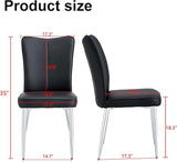 Modern Dining Chairs, Pu Upholstered Leather Chair And Sturdy Metal Legs, Comfortable Ergonomic Large Backrest Design - Photo 2