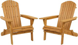 Outvita Wood Adirondack Chair Set of 2, Folding Wooden Lounge Seating - Photo 1