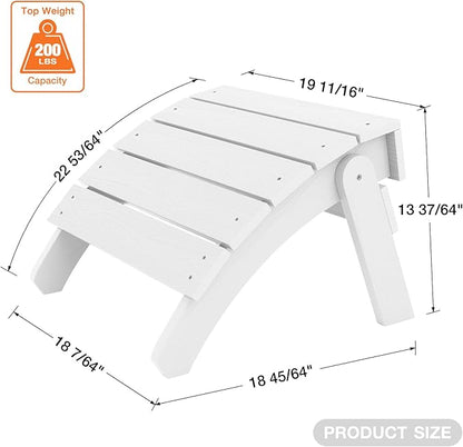 YEFU Adirondack Ottoman, Patio Foot Rest, Adirondack Foot Rest, Folding Adirondack Footstool, Weather Resistant for Adirondack Chair, Widely Used for Outdoor, Porch, Backyard, Garden, Fire Pits-White