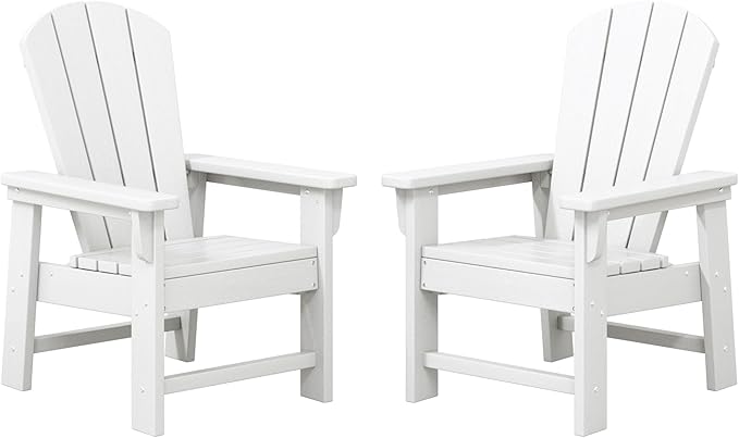 WestinTrends Malibu Kids Outdoor Adirondack Plastic Patio Chair (Set of 2), White