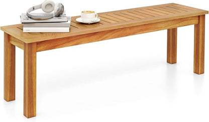 Giantex 52" Outdoor Bench, Patio Wood Bench with Slatted Seat and Solid Wood Legs, 794 LB Capacity, Outside Acacia Wood Garden Benches for Patio, Entryway, Backyard, Porch