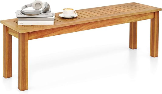 Giantex 52" Outdoor Bench, Patio Wood Bench with Slatted Seat and Solid Wood Legs, 794 LB Capacity, Outside Acacia Wood Garden Benches for Patio, Entryway, Backyard, Porch