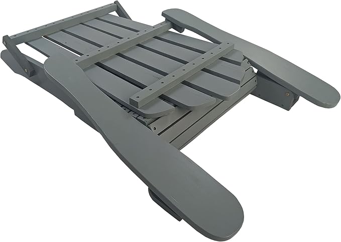 Outdoor or Indoor Wood Adirondack Chair, Foldable, Grey