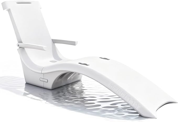 Pool Lounger, Fade-Resistant, Waterproof, Anti-Floating Patio Furniture, Pool Lounge Chair for Sun Shelf, Use in Pools with Shelves Up to 9-Inches Deep or Outside Pool Deck, White