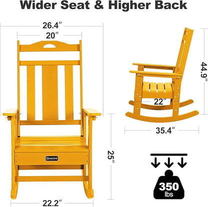 nalone Outdoor Rocking Chairs Set of 2, Oversized Porch Rocker Chair for Adult, All-Weather Resistant Patio Rocking Chair for Garden Lawn(Orange)