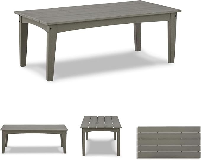 Signature Design by Ashley Visola Outdoor HDPE Patio Cocktail Table, Gray - Photo 6