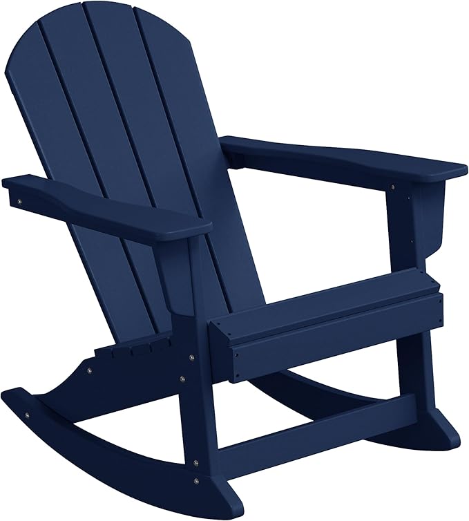WestinTrends Malibu 2 Piece Set Outdoor/Patio Poly Adirondack Rocking Chairs (2 Seater), Navy Blue