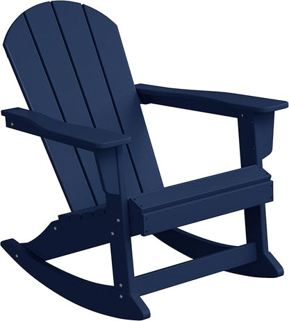 WO WESTIN OUTDOOR HDPE Laguna Outdoor Rocking Poly Adirondack Chair, Navy Blue