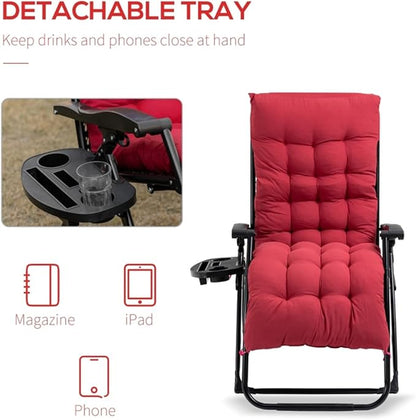 Red Reclining Lounge Chair - for Beach, Yard, Pool, Deck, Patio Outdoor Chaise Lounge, Reclining Adjustable Chair for Sunbathing, Folding Chair 35.5" L x 27.5" W x 46.5" H