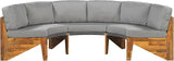 Quarte Outdoor Acacia Wood Round Sofa Set, Sectional Sets with Coffee Table, 6-Person Seating Group for Garden - Photo 9