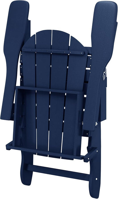 WO WESTIN OUTDOOR HDPE Laguna Outdoor Folding Poly Adirondack Chair, Navy Blue