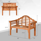 Giantex Outdoor Wood Bench, 4 Ft Foldable Eucalyptus Garden Bench - Photo 3