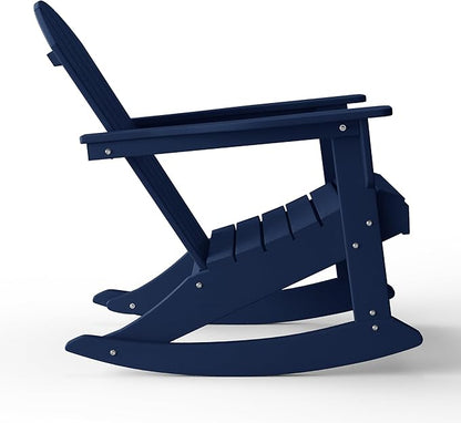 WestinTrends Malibu 2 Piece Set Outdoor/Patio Poly Adirondack Rocking Chairs (2 Seater), Navy Blue