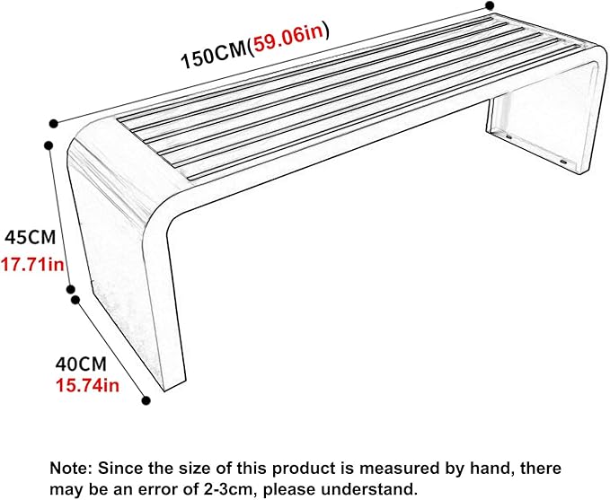 Outdoor Benches Weatherproof 304 Stainless Steel Metal Garden Benches Backless for Front Porch Patio Commercial - Photo 3