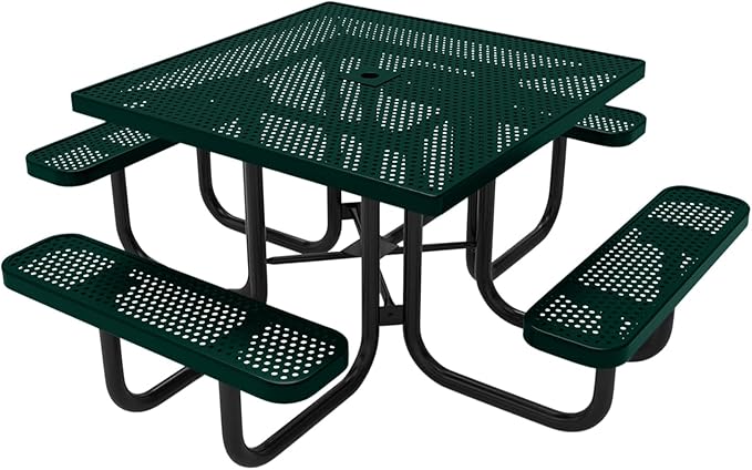 COATEDOUTDOORFURNITURE Heavy-Duty Portable Outdoor Picnic Table with Umbrella Hole - Photo 1