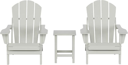 WO WESTIN OUTDOOR HDPE Laguna 3PC Outdoor Poly Adirondack Chair Set with Side Table, Sand