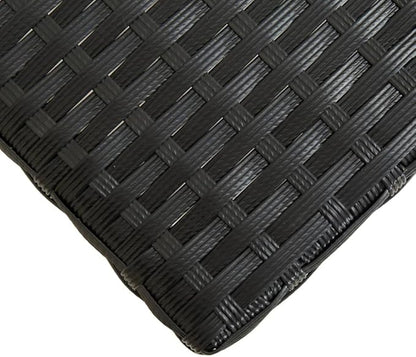 Garden Bench Black, Natural Wood Poly Rattan, Solid Acacia Wood, 31.5 Inch Outdoor Seating for Patio, Weatherproof Porch Furniture Bench Seating