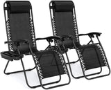 2-Pack Adjustable Zero Gravity Lounge Chair with Steel Mesh Fabric: Reclining Lawn Chair Featuring Comfort Pillow - Photo 1