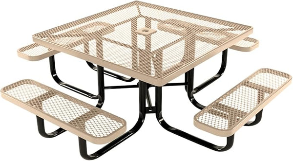 COATEDOUTDOORFURNITURE Heavy-Duty Portable Outdoor Kids Table with Umbrella Hole, Expanded Metal Kids Picnic Table - Photo 1