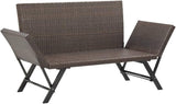 Garden Bench Deck Bench Patio Bench with Cushions 69.3" Brown Poly Rattan - Photo 7
