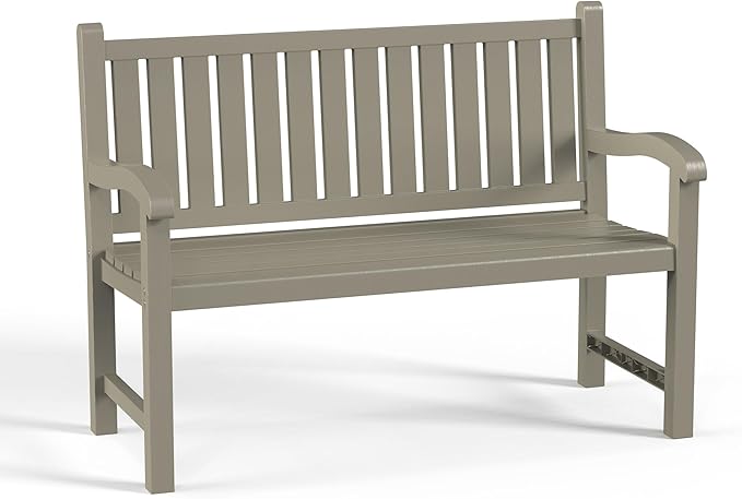ROJIK Outdoor Bench Resin Patio Chairs Waterproof 2-Person Slatted Chairs with Sturdy Frame - Photo 1